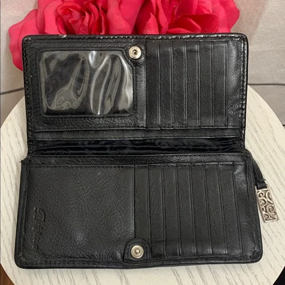 Brighton Leather Wallet Black with Silver Studded Design - Picture 2 of 11